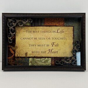 Ornate Brown Shadow Box Wall Art "The Best Things in Life" 9"x13" Hanging
